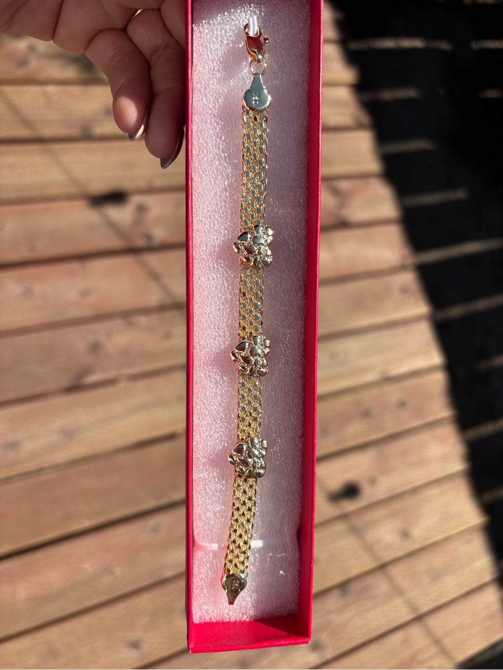 Gold Floral Charm Chain Bracelet - Women Jewelry